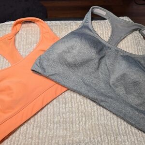 Avia Seamless Racerback Sports Bras in Gray and Orange
